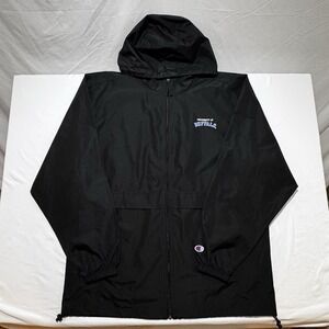 Champion University At Buffalo Jacket Full Zip Hooded Windbreaker Black Size L